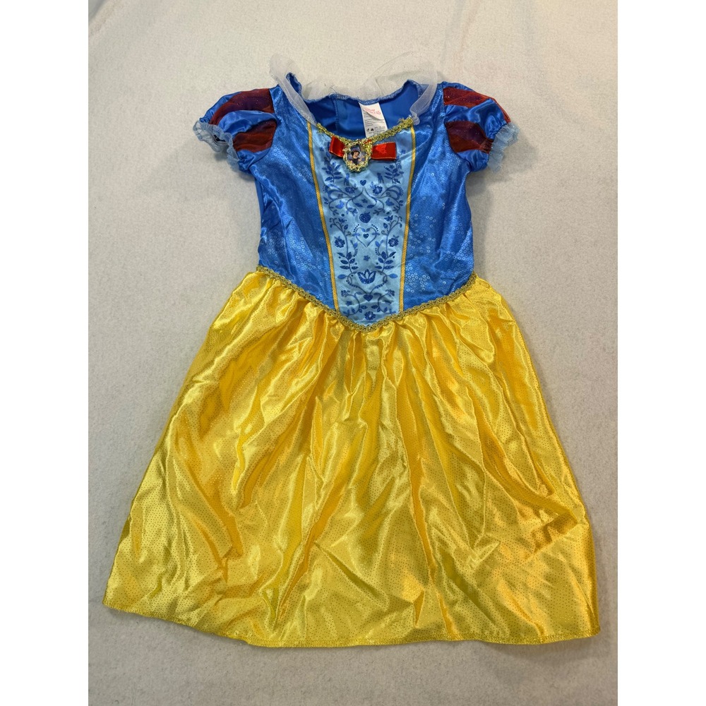 Disney Princess Snow White Costume Dress Girls Size S 4-6 Blue Yellow READ